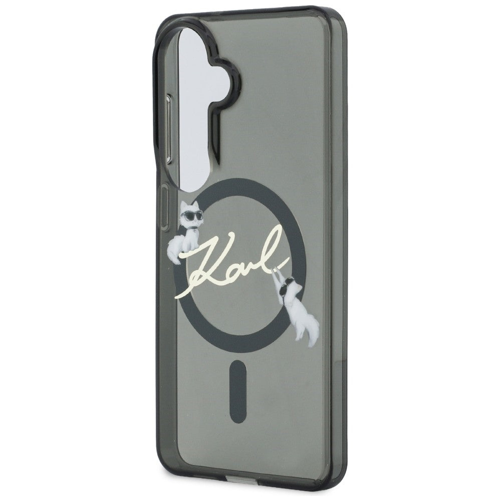 Etui MagSafe do Samsung Galaxy S26 Plus S947, Karl Lagerfeld, IML Choupette Karl Script Logo, Czarny