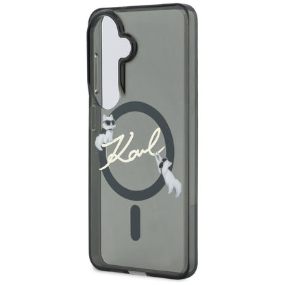 Etui MagSafe do Samsung Galaxy S26 Plus S947, Karl Lagerfeld, IML Choupette Karl Script Logo, Czarny