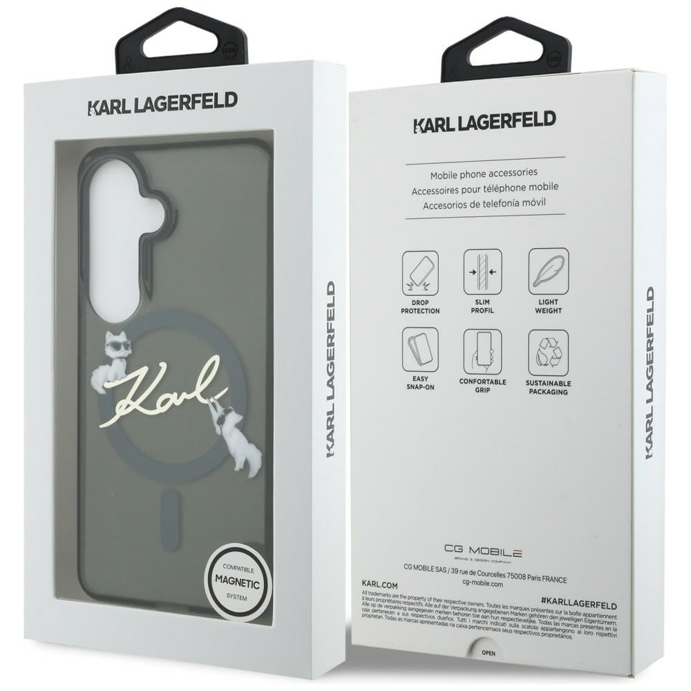 Etui MagSafe do Samsung Galaxy S26 Plus S947, Karl Lagerfeld, IML Choupette Karl Script Logo, Czarny