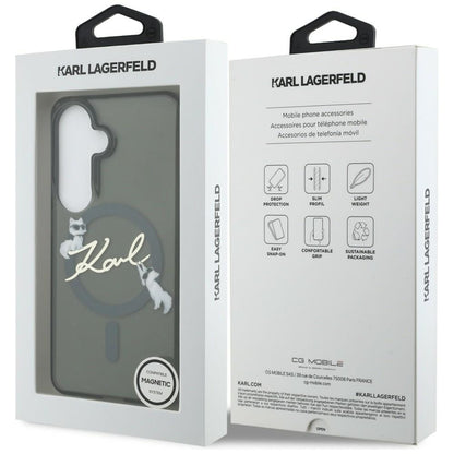 Etui MagSafe do Samsung Galaxy S26 Plus S947, Karl Lagerfeld, IML Choupette Karl Script Logo, Czarny