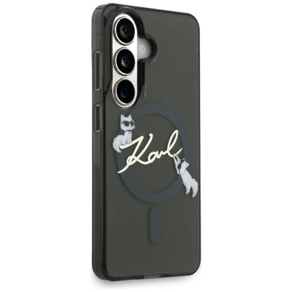 Etui MagSafe do Samsung Galaxy S26 Plus S947, Karl Lagerfeld, IML Choupette Karl Script Logo, Czarny