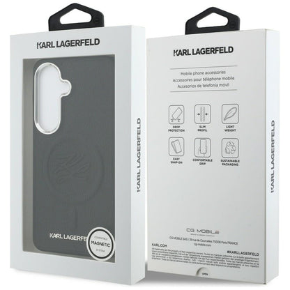 Etui MagSafe dla Samsung Galaxy S26 Plus S947, Karl Lagerfeld, Initial Logo Debossed, Czarne
