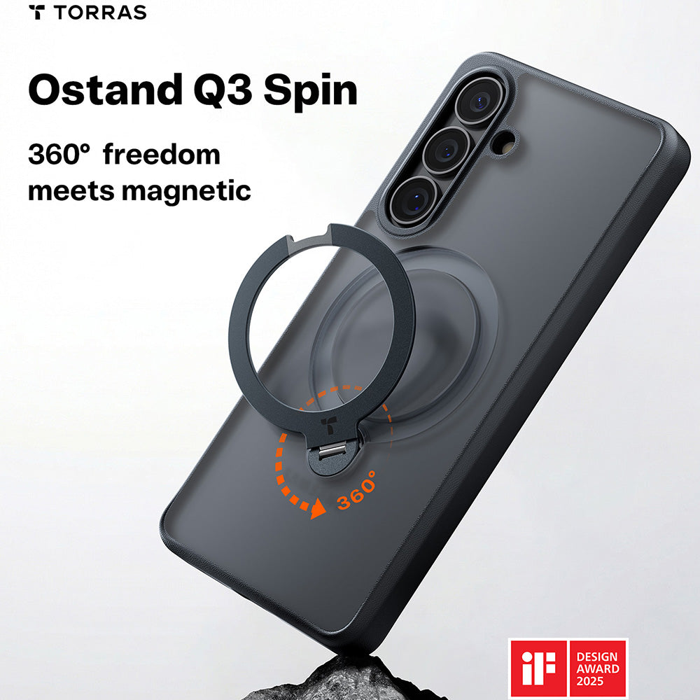 Etui MagSafe dla Samsung Galaxy S26 Plus, Torras, Ostand Spin, Czarne