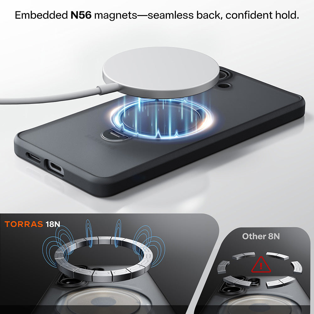 Etui MagSafe dla Samsung Galaxy S26 Plus, Torras, Ostand Spin, Czarne