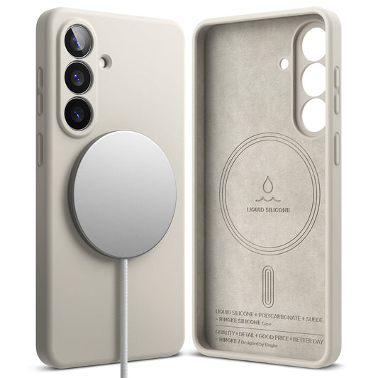 Etui MagSafe dla Samsung Galaxy S26, Ringke, Silikonowe, Kremowe