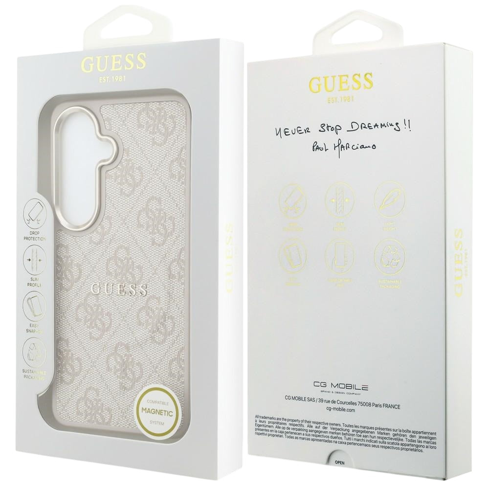 Etui MagSafe dla Samsung Galaxy S26 S942, Guess, 4G Embossed Ring, Różowy