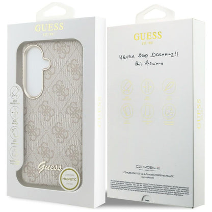 Etui MagSafe dla Samsung Galaxy S26 S942, Guess, 4G Script Logo, Różowy