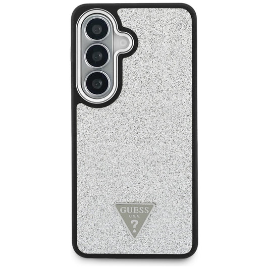 Etui MagSafe do Samsung Galaxy S26 S942, Guess, Stały Brokatowy Trójkątny Logo, Srebrne