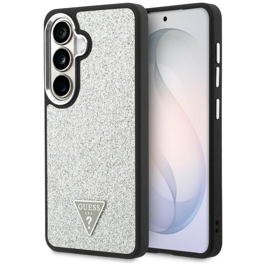 Etui MagSafe do Samsung Galaxy S26 S942, Guess, Stały Brokatowy Trójkątny Logo, Srebrne