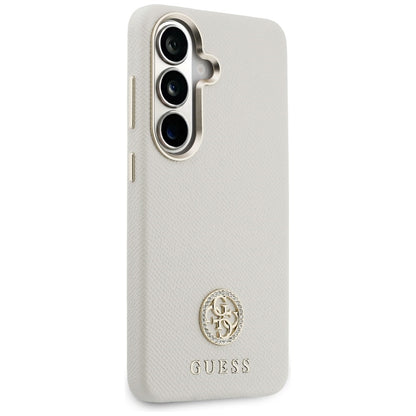 Etui MagSafe dla Samsung Galaxy S26 S942, Guess, Rhinestone Round Logo, Beżowy