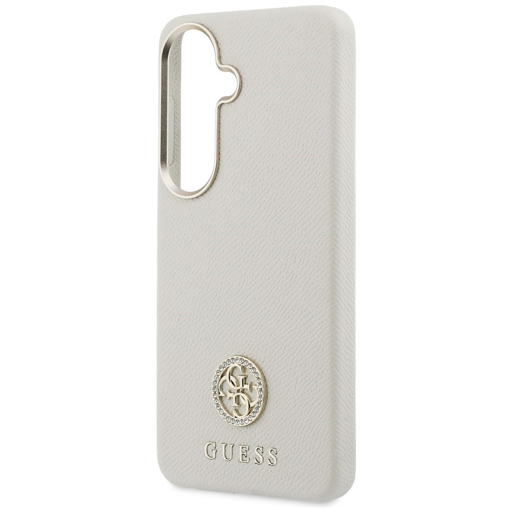 Etui MagSafe dla Samsung Galaxy S26 S942, Guess, Rhinestone Round Logo, Beżowy