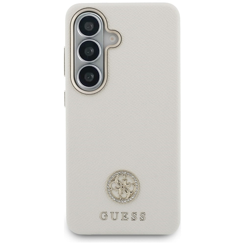 Etui MagSafe dla Samsung Galaxy S26 S942, Guess, Rhinestone Round Logo, Beżowy