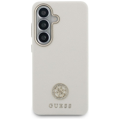 Etui MagSafe dla Samsung Galaxy S26 S942, Guess, Rhinestone Round Logo, Beżowy