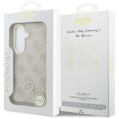 Etui MagSafe dla Samsung Galaxy S26 S942, Guess, Rhinestone Round Logo, Różowy
