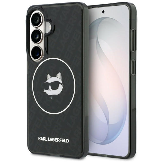 Etui MagSafe dla Samsung Galaxy S26 S942, Karl Lagerfeld, IML Choupette Head on KL Repeated Logo, Czarne