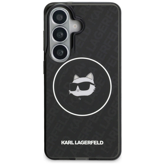 Etui MagSafe dla Samsung Galaxy S26 S942, Karl Lagerfeld, IML Choupette Head on KL Repeated Logo, Czarne