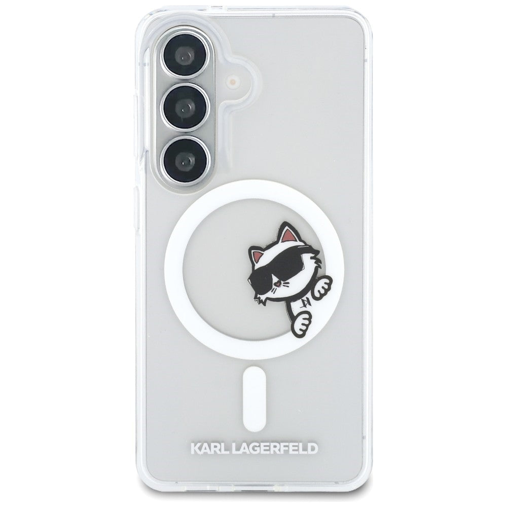 MagSafe Case for Samsung Galaxy S26 S942, Karl Lagerfeld, IML Choupette Peekaboo Logo, White