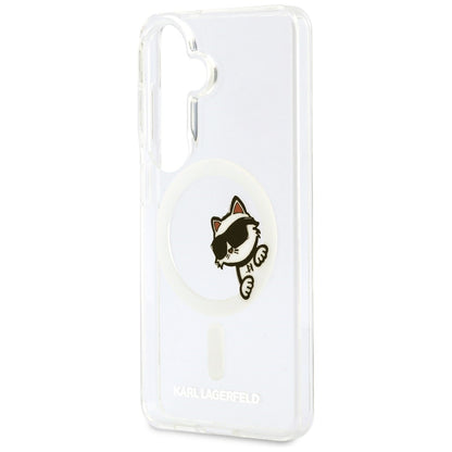 MagSafe Case for Samsung Galaxy S26 S942, Karl Lagerfeld, IML Choupette Peekaboo Logo, White