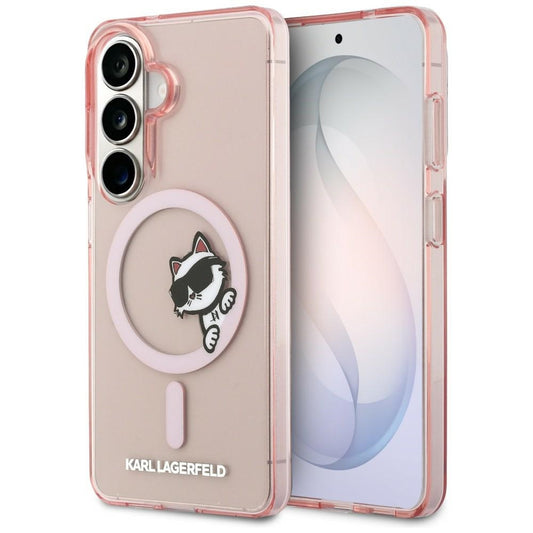 Etui MagSafe dla Samsung Galaxy S26 S942, Karl Lagerfeld, IML Choupette Peekaboo Logo, Różowy