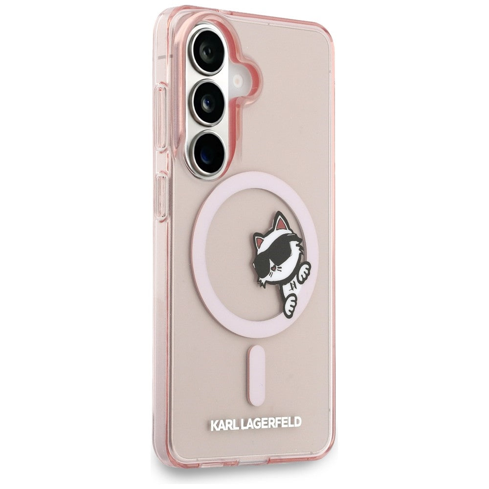 Etui MagSafe dla Samsung Galaxy S26 S942, Karl Lagerfeld, IML Choupette Peekaboo Logo, Różowy