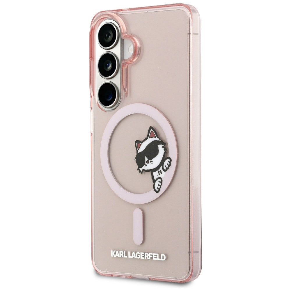 Etui MagSafe dla Samsung Galaxy S26 S942, Karl Lagerfeld, IML Choupette Peekaboo Logo, Różowy