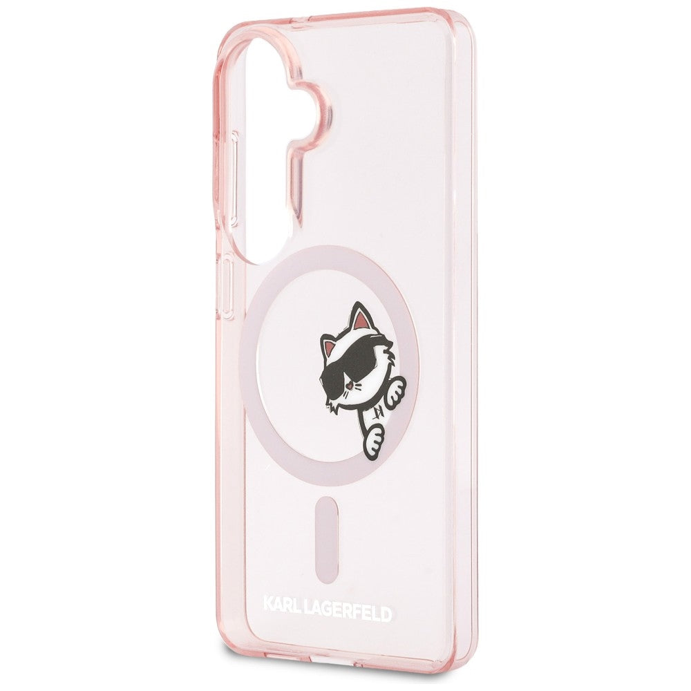 Etui MagSafe dla Samsung Galaxy S26 S942, Karl Lagerfeld, IML Choupette Peekaboo Logo, Różowy