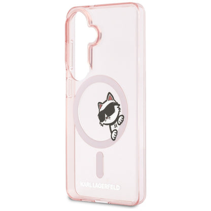 Etui MagSafe dla Samsung Galaxy S26 S942, Karl Lagerfeld, IML Choupette Peekaboo Logo, Różowy