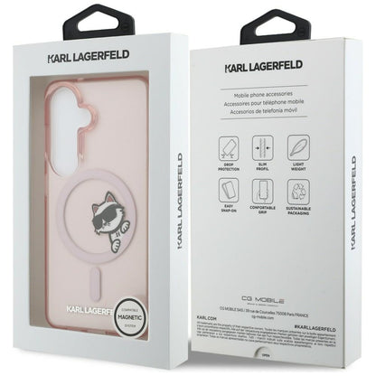 Etui MagSafe dla Samsung Galaxy S26 S942, Karl Lagerfeld, IML Choupette Peekaboo Logo, Różowy