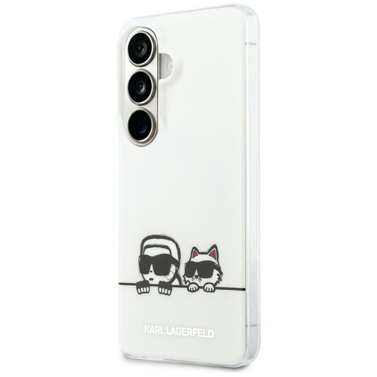 Etui MagSafe dla Samsung Galaxy S26 S942, Karl Lagerfeld, IML Karl & Choupette Peekaboo Logo, Białe.