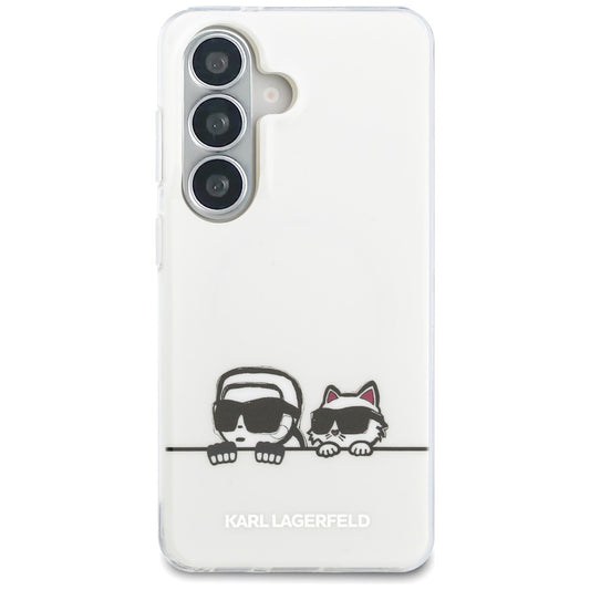 Etui MagSafe dla Samsung Galaxy S26 S942, Karl Lagerfeld, IML Karl & Choupette Peekaboo Logo, Białe.