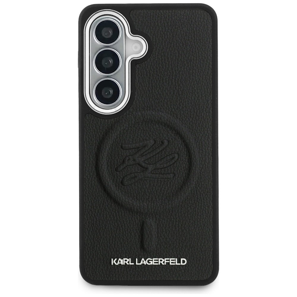 Etui MagSafe dla Samsung Galaxy S26 S942, Karl Lagerfeld, Initial Logo Debossed, Czarne