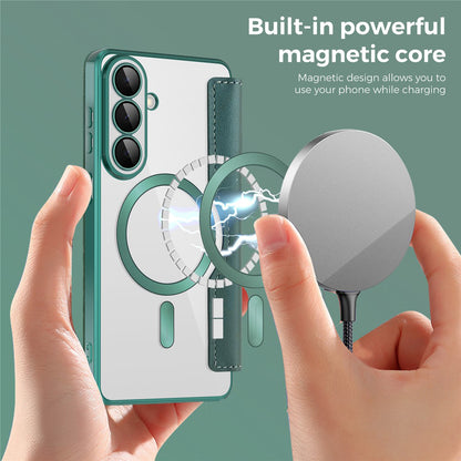 Etui MagSafe dla Samsung Galaxy S26, Techsuit, SmartMag Book, Zielony