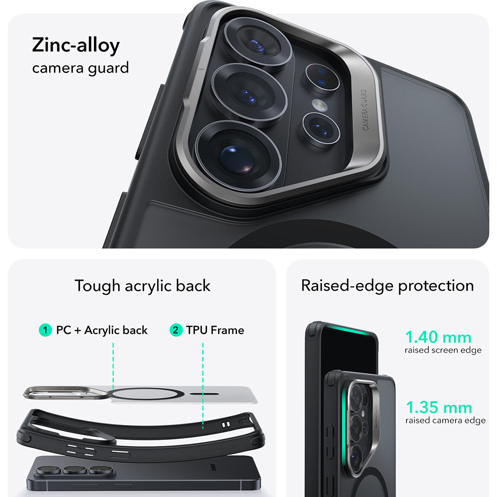 Etui MagSafe dla Samsung Galaxy S26 Ultra S948, ESR, Classic Hybrid Kickstand, Czarne Satynowe