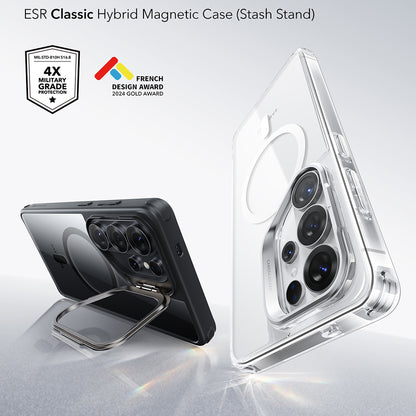 MagSafe Case for Samsung Galaxy S26 Ultra S948, ESR, Classic Hybrid Kickstand, Black Transparent