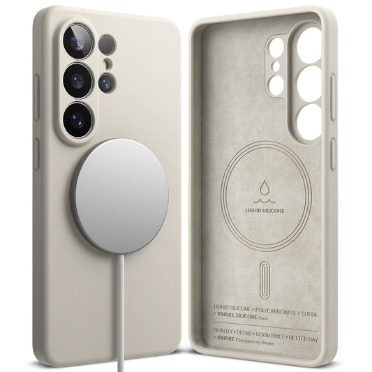 Etui MagSafe dla Samsung Galaxy S26 Ultra, Ringke, Silikonowe, Kremowe