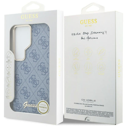 Etui MagSafe dla Samsung Galaxy S26 Ultra S948, Guess, 4G Script Logo, Niebieskie.