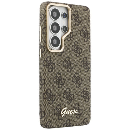 Etui MagSafe dla Samsung Galaxy S26 Ultra S948, Guess, 4G Script Logo, Brązowy