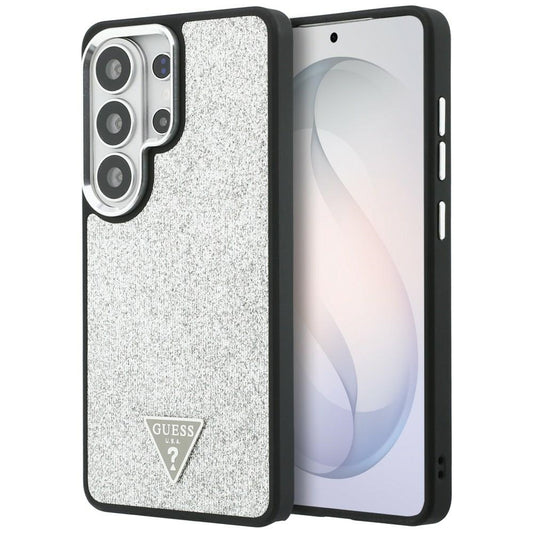 Etui MagSafe do Samsung Galaxy S26 Ultra S948, Guess, Stały Brokatowy Trójkątny Logo, Srebrne
