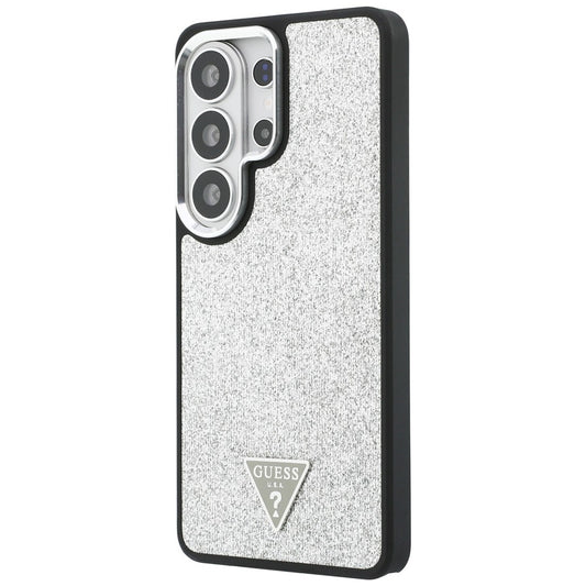 Etui MagSafe do Samsung Galaxy S26 Ultra S948, Guess, Stały Brokatowy Trójkątny Logo, Srebrne