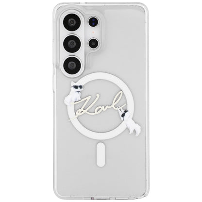 Etui MagSafe dla Samsung Galaxy S26 Ultra S948, Karl Lagerfeld, IML Choupette Karl Script Logo, Białe.