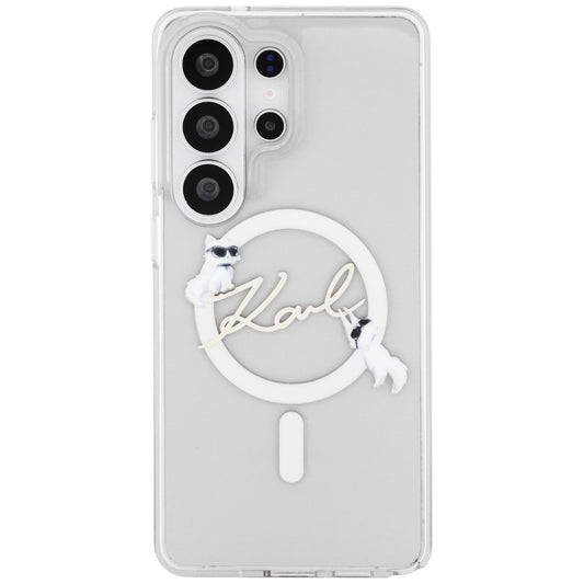 Etui MagSafe dla Samsung Galaxy S26 Ultra S948, Karl Lagerfeld, IML Choupette Karl Script Logo, Białe.