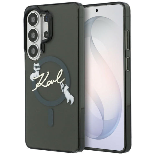 Etui MagSafe dla Samsung Galaxy S26 Ultra S948, Karl Lagerfeld, IML Choupette Karl Script Logo, Czarne
