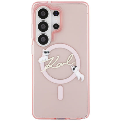 Etui MagSafe dla Samsung Galaxy S26 Ultra S948, Karl Lagerfeld, IML Choupette Karl Script Logo, Różowy