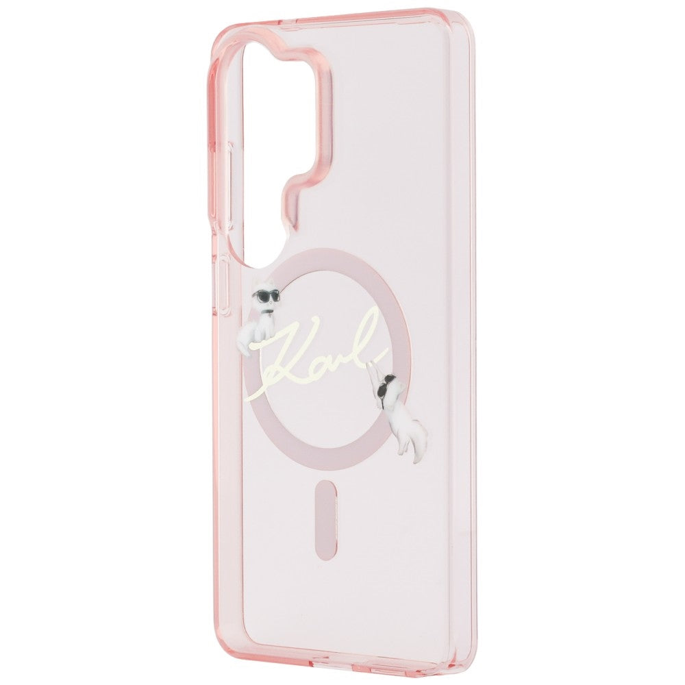 Etui MagSafe dla Samsung Galaxy S26 Ultra S948, Karl Lagerfeld, IML Choupette Karl Script Logo, Różowy