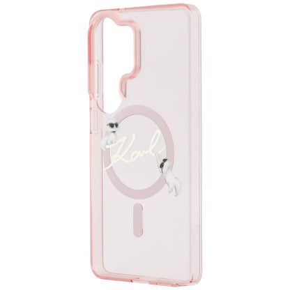 Etui MagSafe dla Samsung Galaxy S26 Ultra S948, Karl Lagerfeld, IML Choupette Karl Script Logo, Różowy