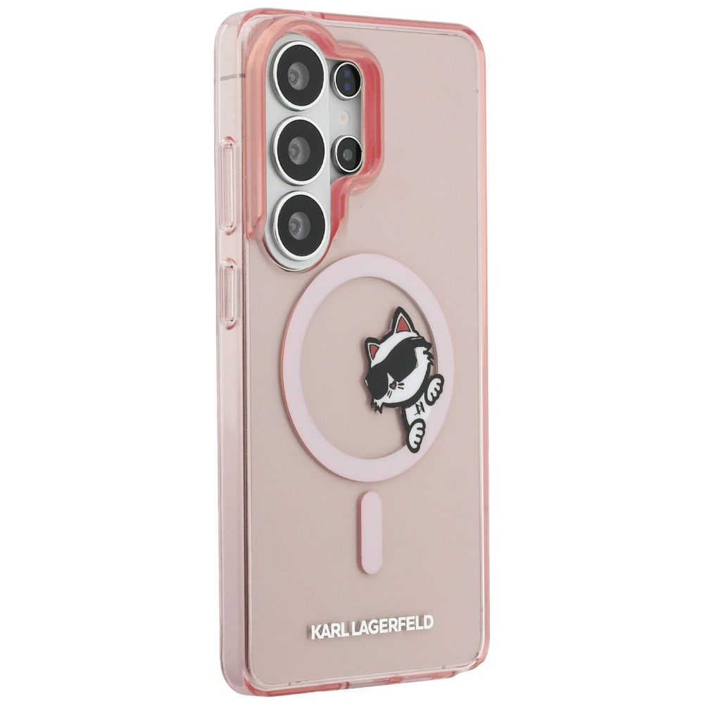 Etui MagSafe dla Samsung Galaxy S26 Ultra S948, Karl Lagerfeld, IML Choupette Peekaboo Logo, Różowy