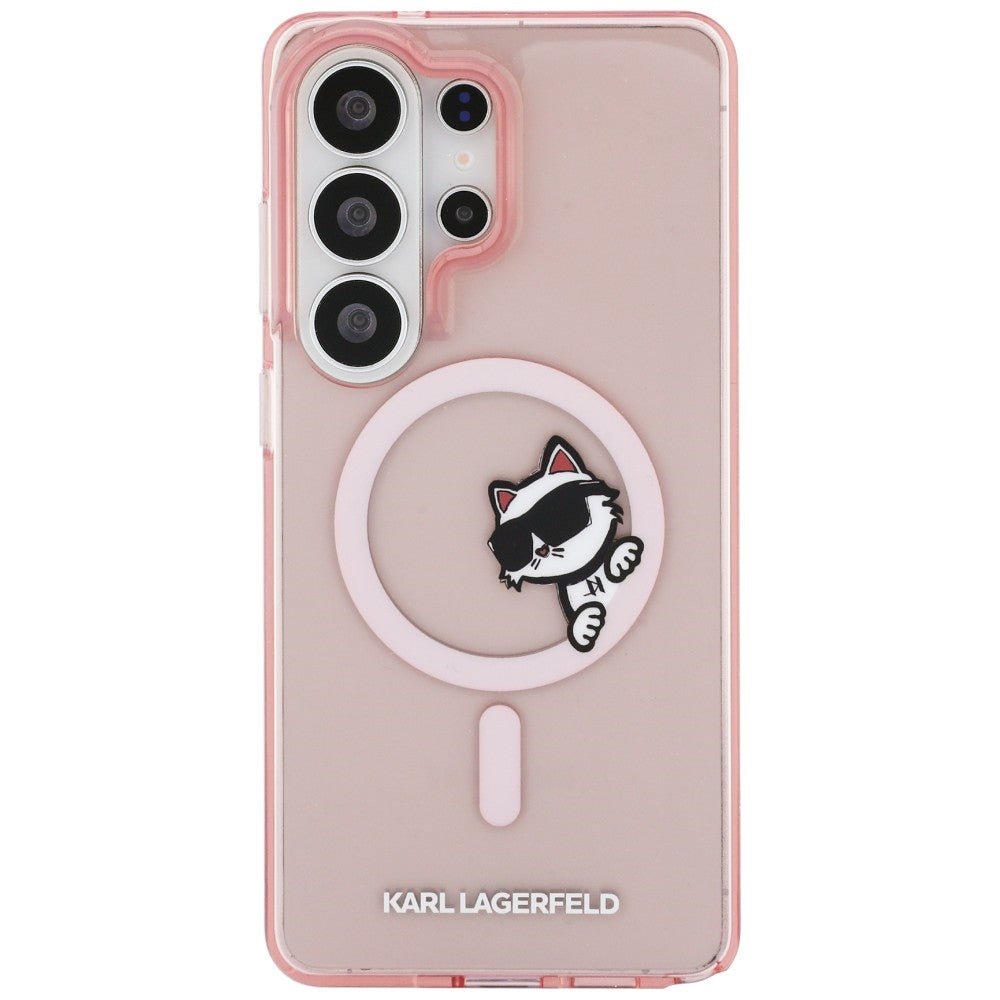 Etui MagSafe dla Samsung Galaxy S26 Ultra S948, Karl Lagerfeld, IML Choupette Peekaboo Logo, Różowy