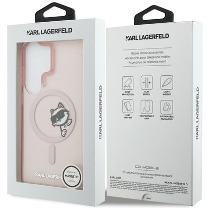 Etui MagSafe dla Samsung Galaxy S26 Ultra S948, Karl Lagerfeld, IML Choupette Peekaboo Logo, Różowy