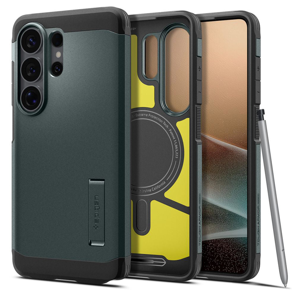 Etui MagSafe dla Samsung Galaxy S26 Ultra S948, Spigen, Tough Armor, Zielony ACS10686