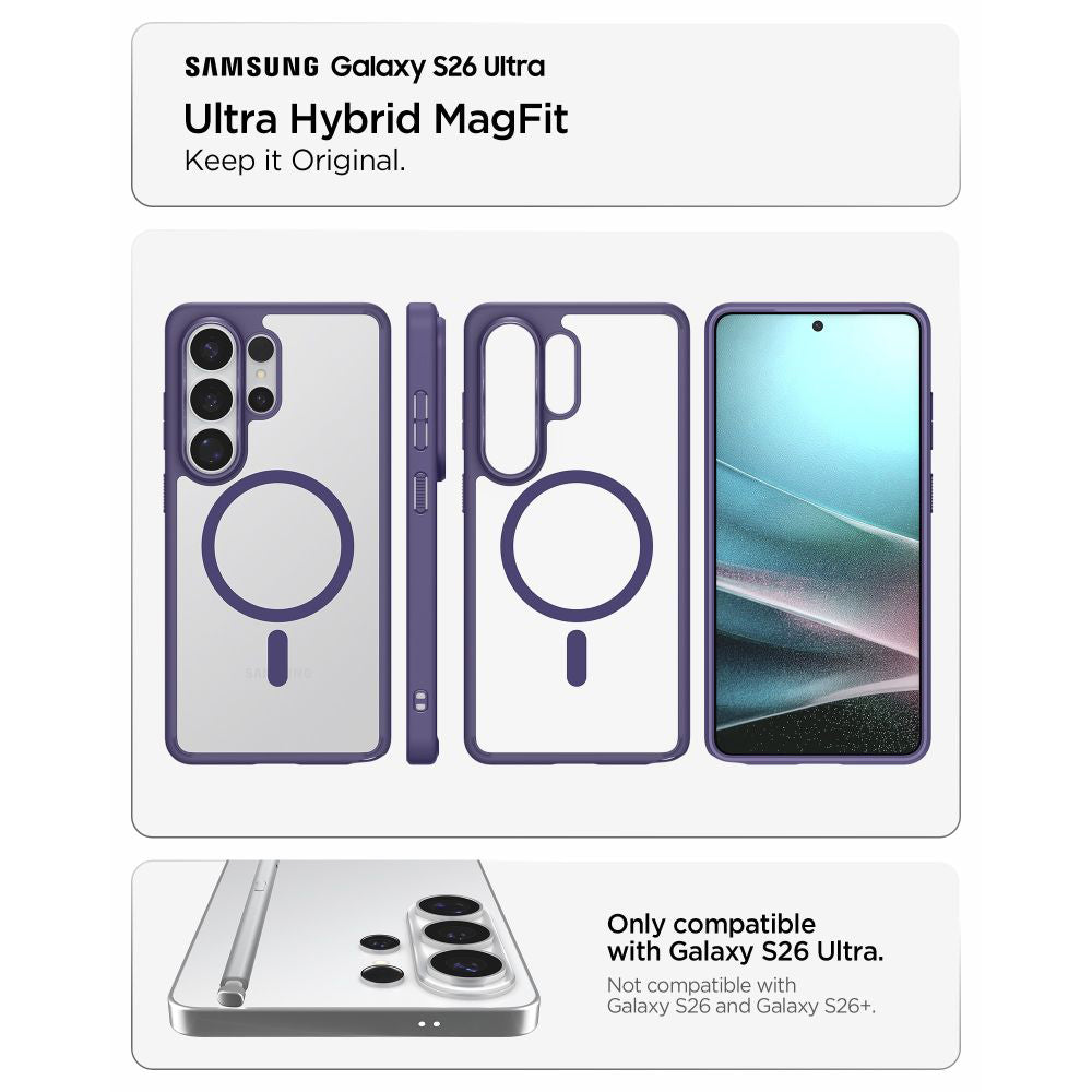 Etui MagSafe dla Samsung Galaxy S26 Ultra S948, Spigen, Ultra Hybrid, Ciemny Fiolet ACS11208